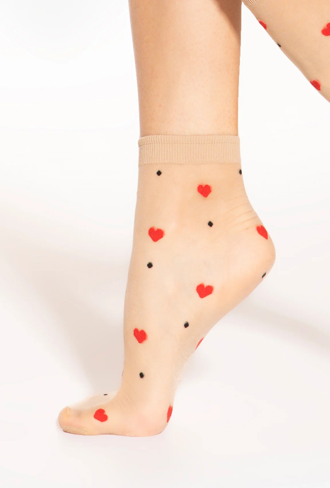 Moda Novator - SPRING VIBES 4 - OFF White Red Női mintás zoknik 15 DEN - UNI