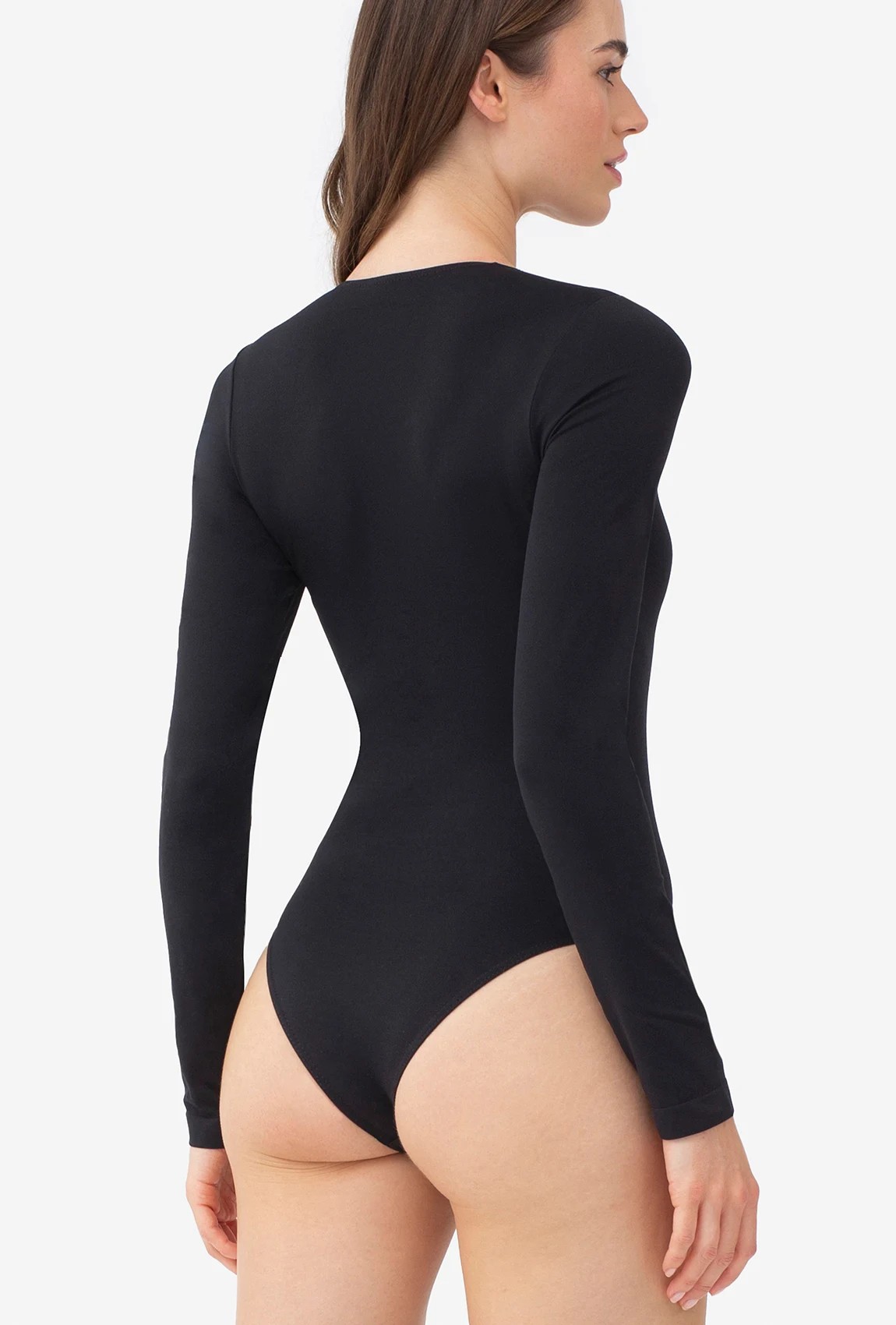 Moda Novator - Fekete varrás nélküli hosszú ujjú Body L  - M