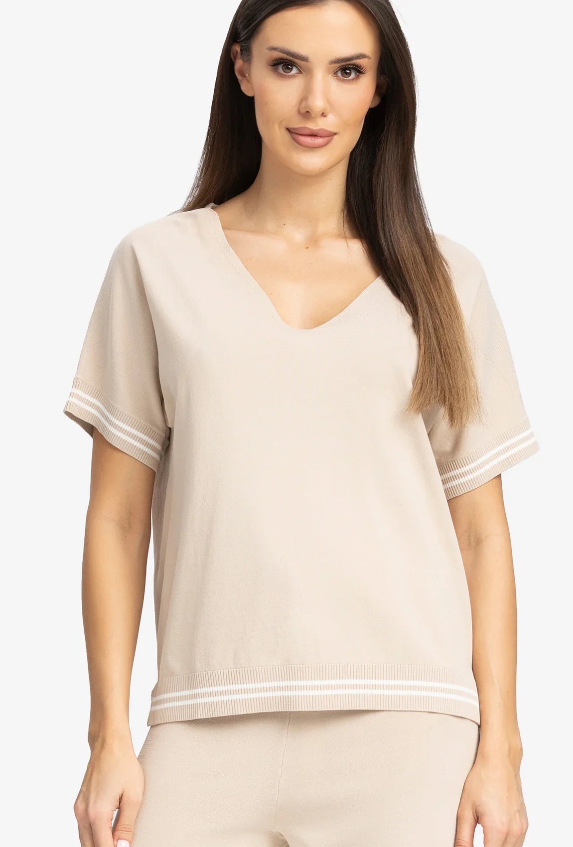 Moda Novator - Elegance rövid ujjú Felső- Bézs